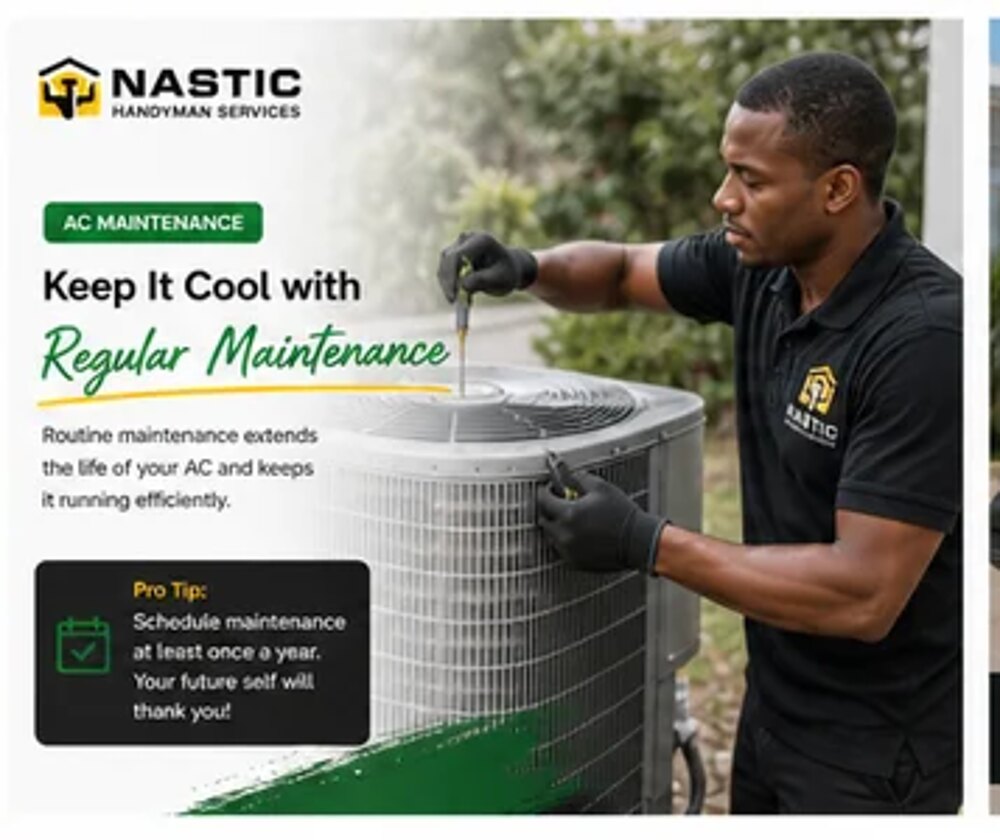 NASTIC technician servicing an outdoor air conditioning condenser unit